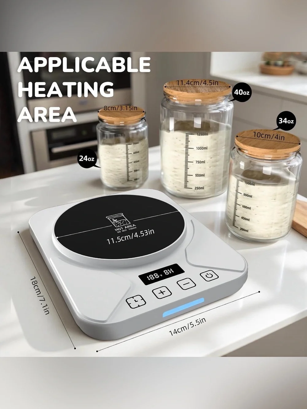 Sourdough Starter Warmer Mat - 24H Timer - Precise 1°F Thermostat Control